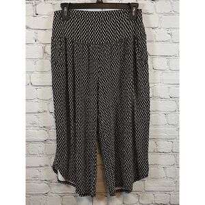 A-Line Hawaii‎ Made Black & White Geometric Print Wide Leg Palazzo Pants Size L